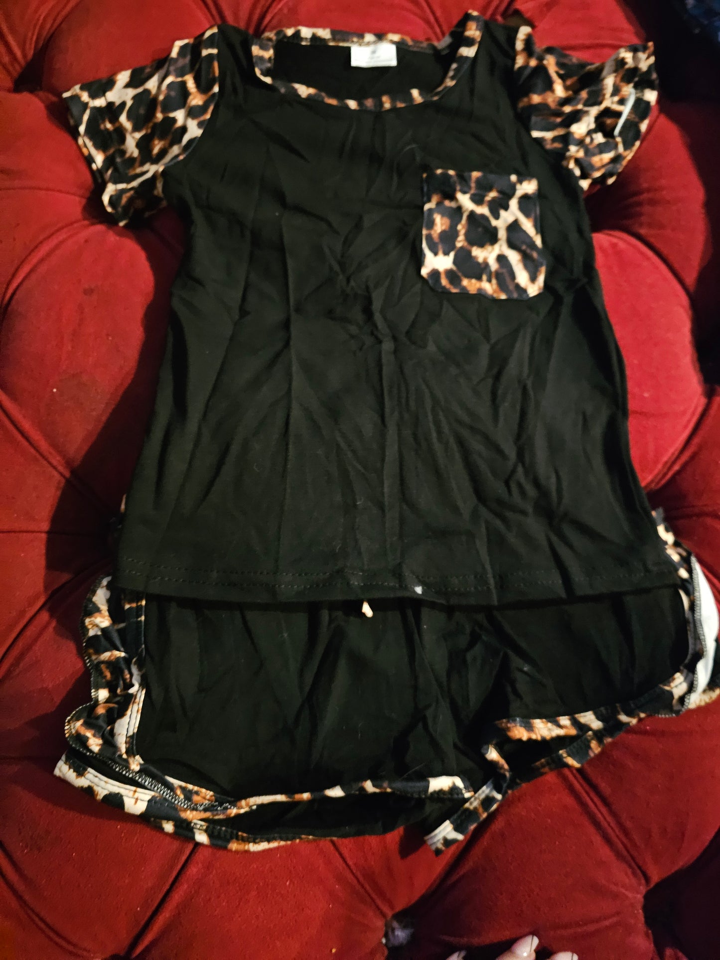 Black Cheetah print short set