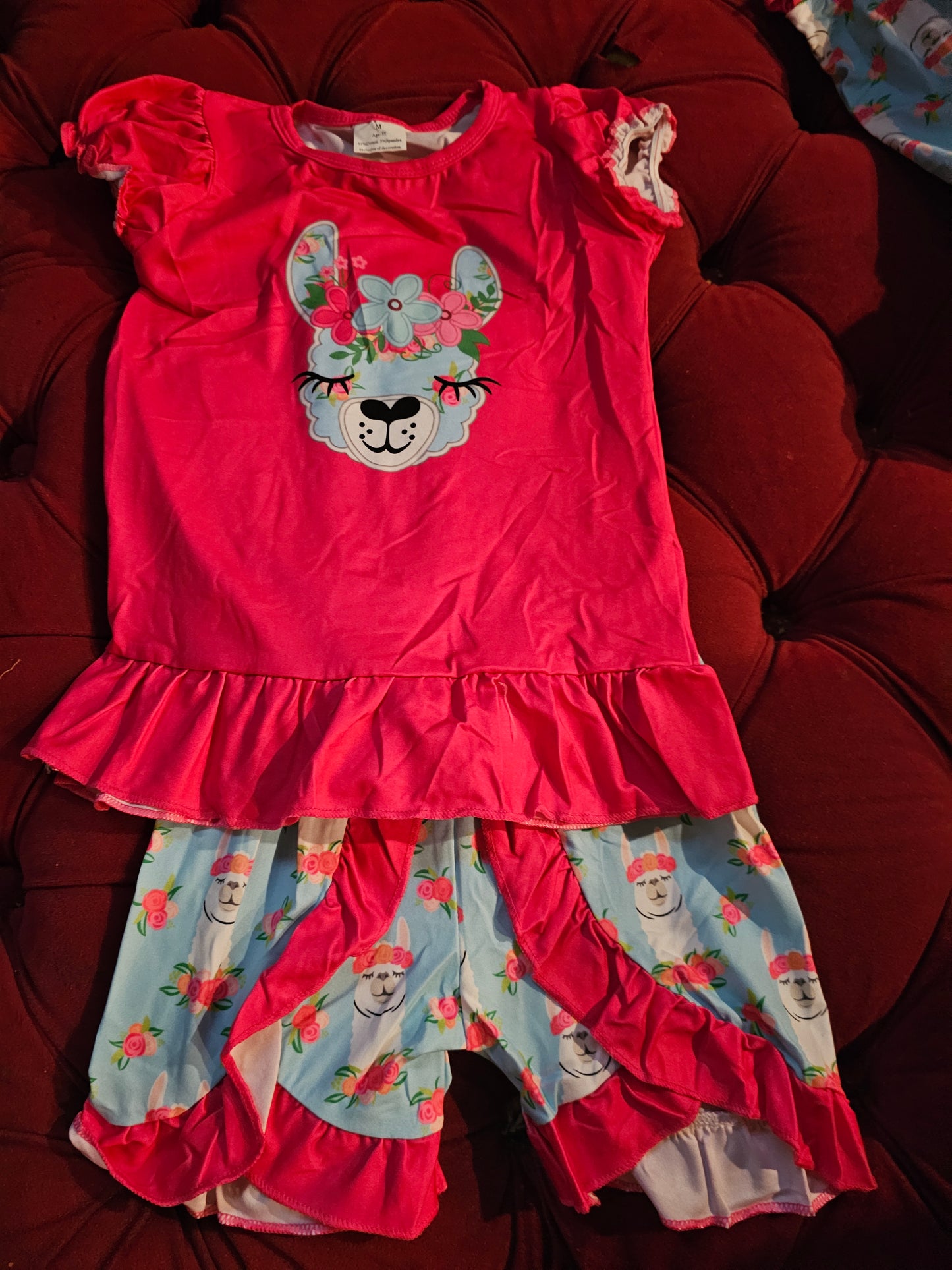 Pink llama short set