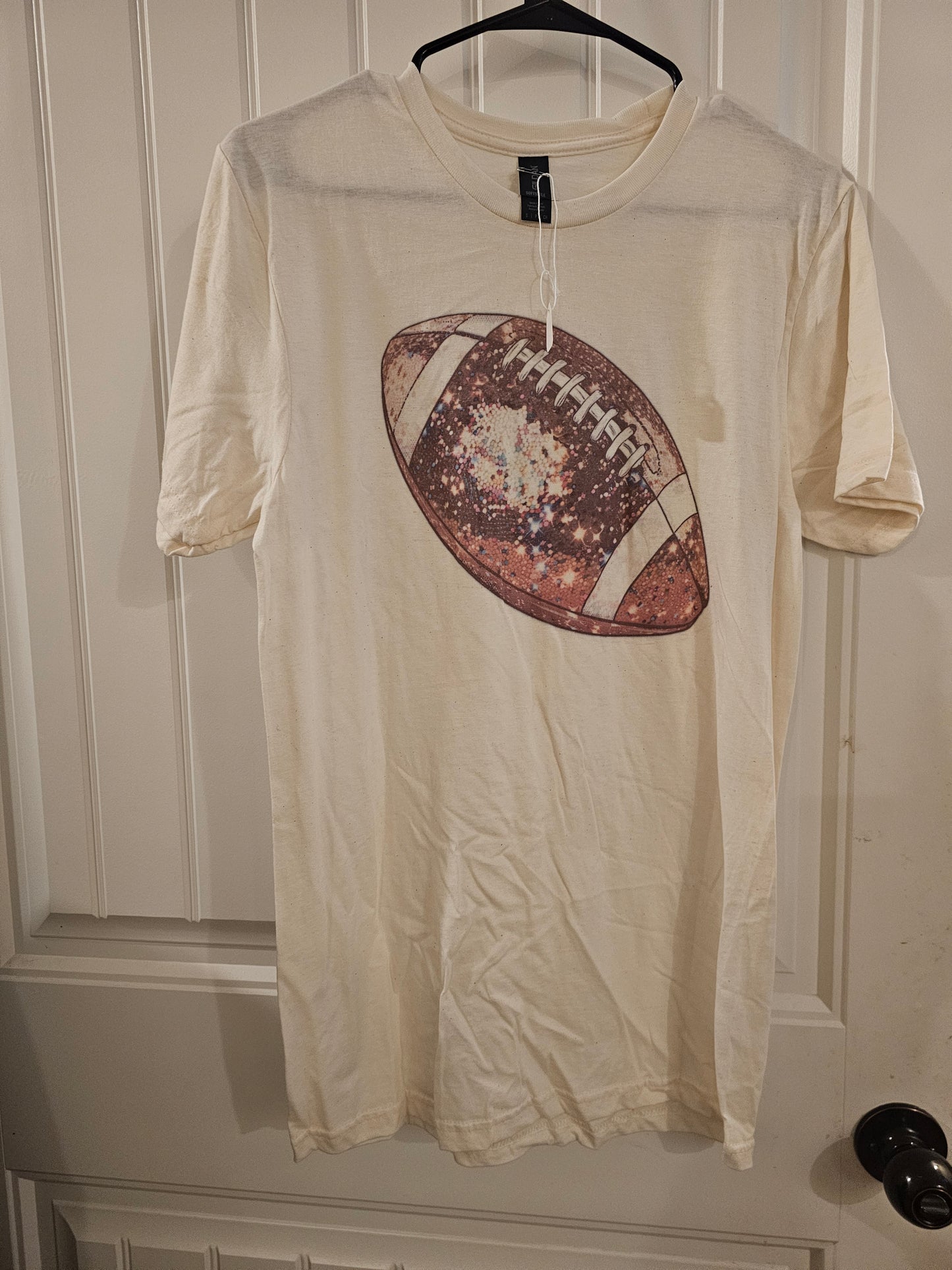 Faux glitter cream football tshirt