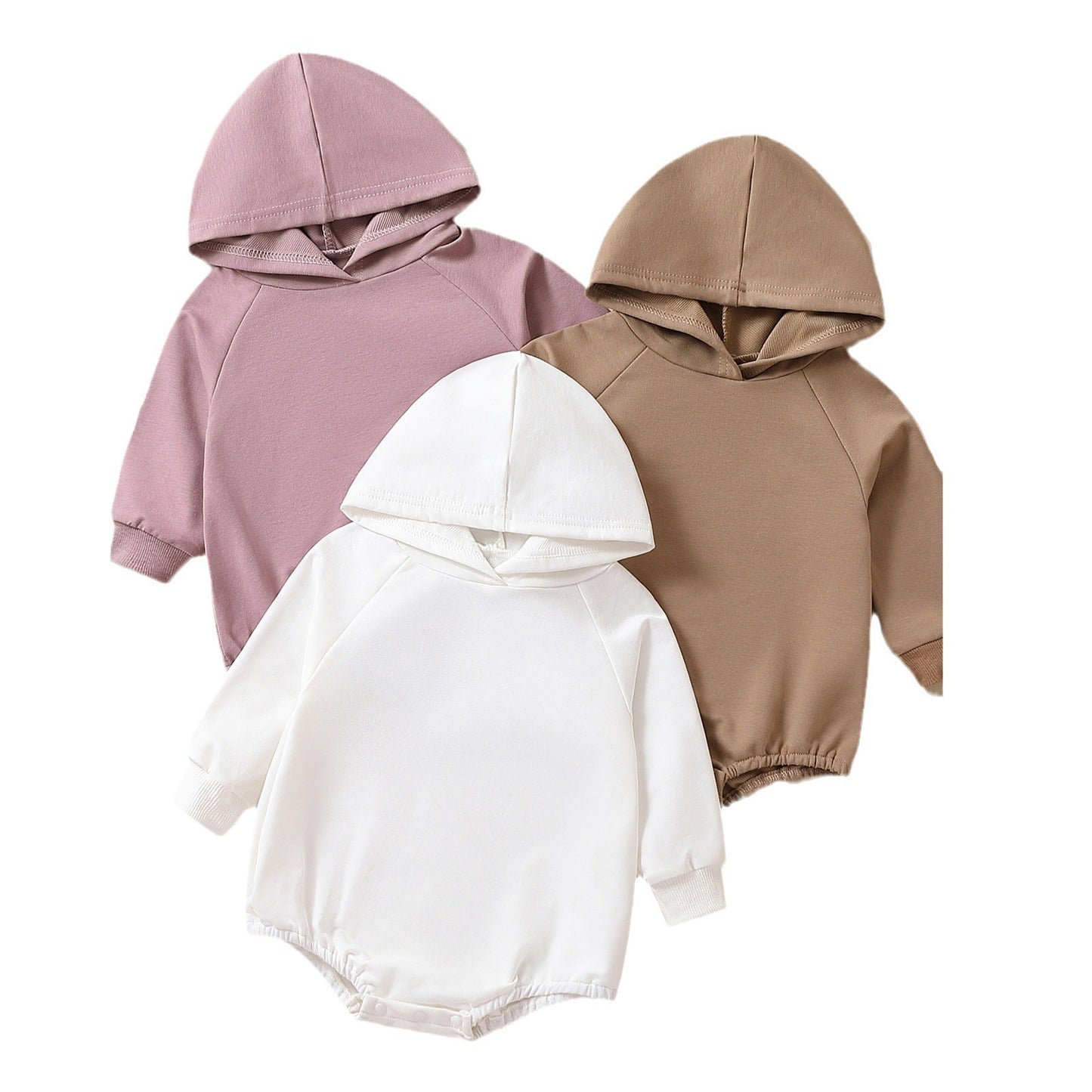 Brown Purple White Hooded Long Sleeve Triangle Romper