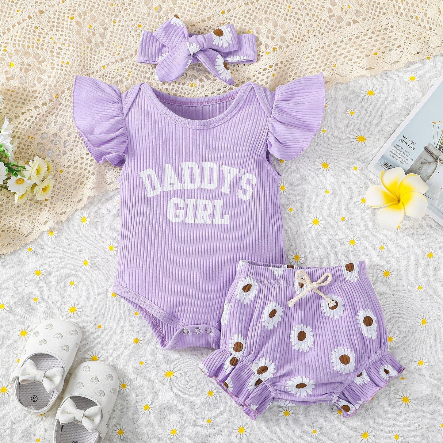 Cute Suit Romper Fake Drawstring Shorts Two-piece Set
