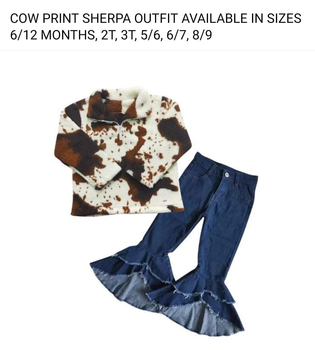 Cow print sherpa outfit