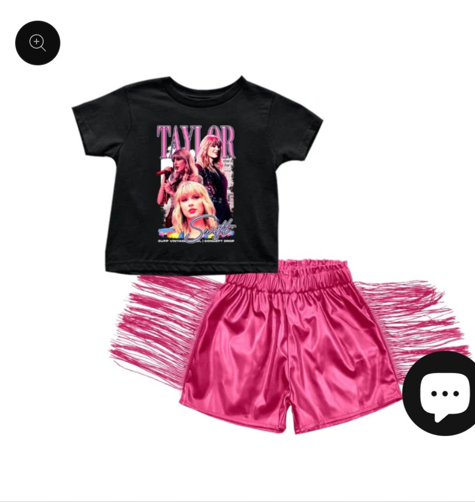 Pink Taylor Swift short set