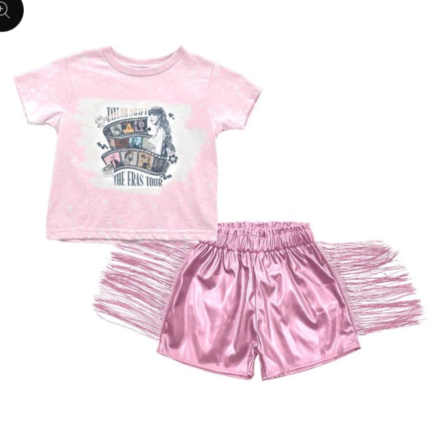Pink Taylor Swift short set