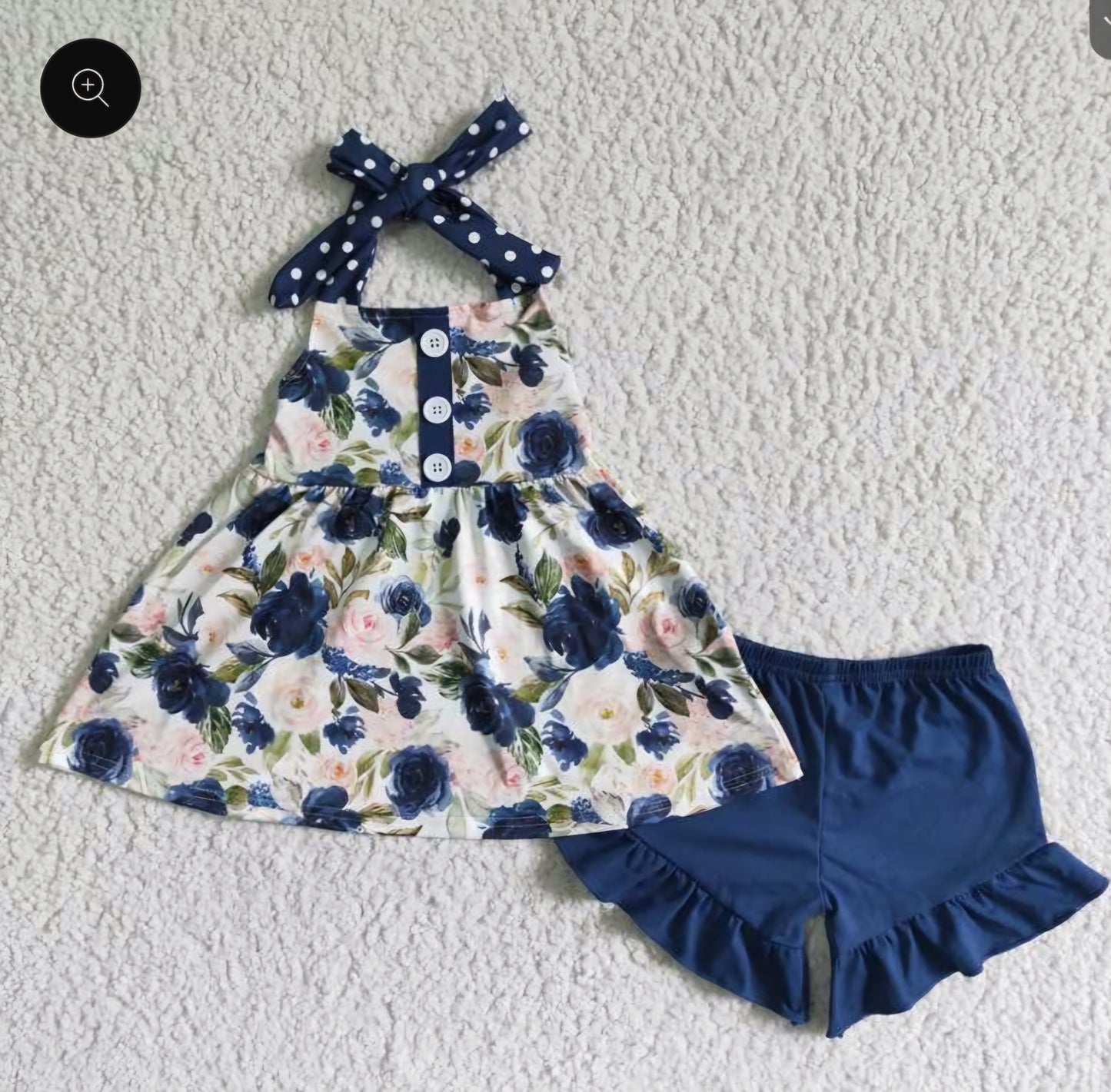 Dark blue flower short set