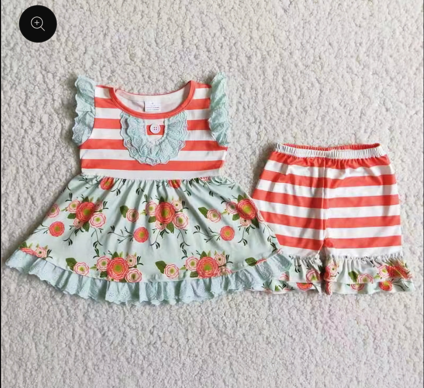 Orange stripe short set