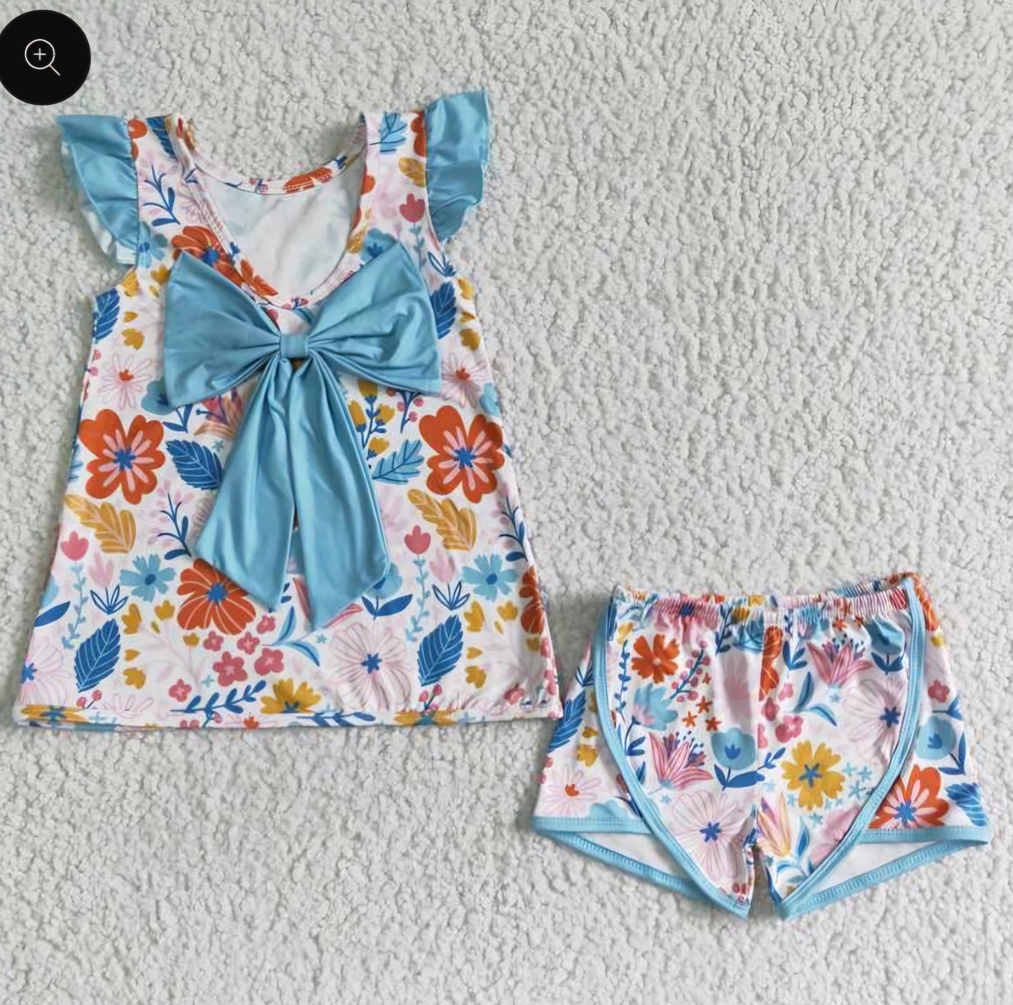 Blue flower with bow tank set