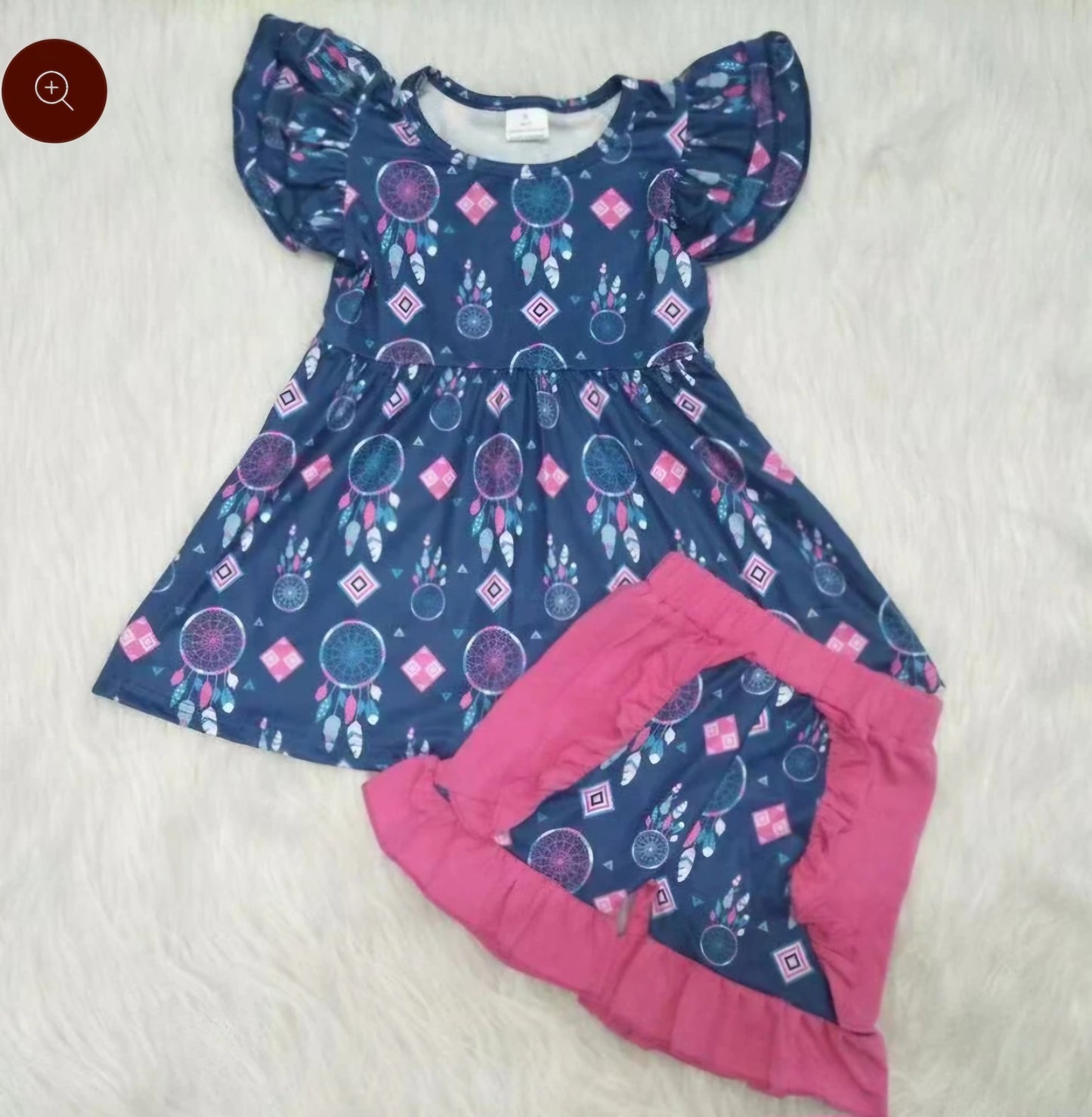 Blue and pink dream catcher short set