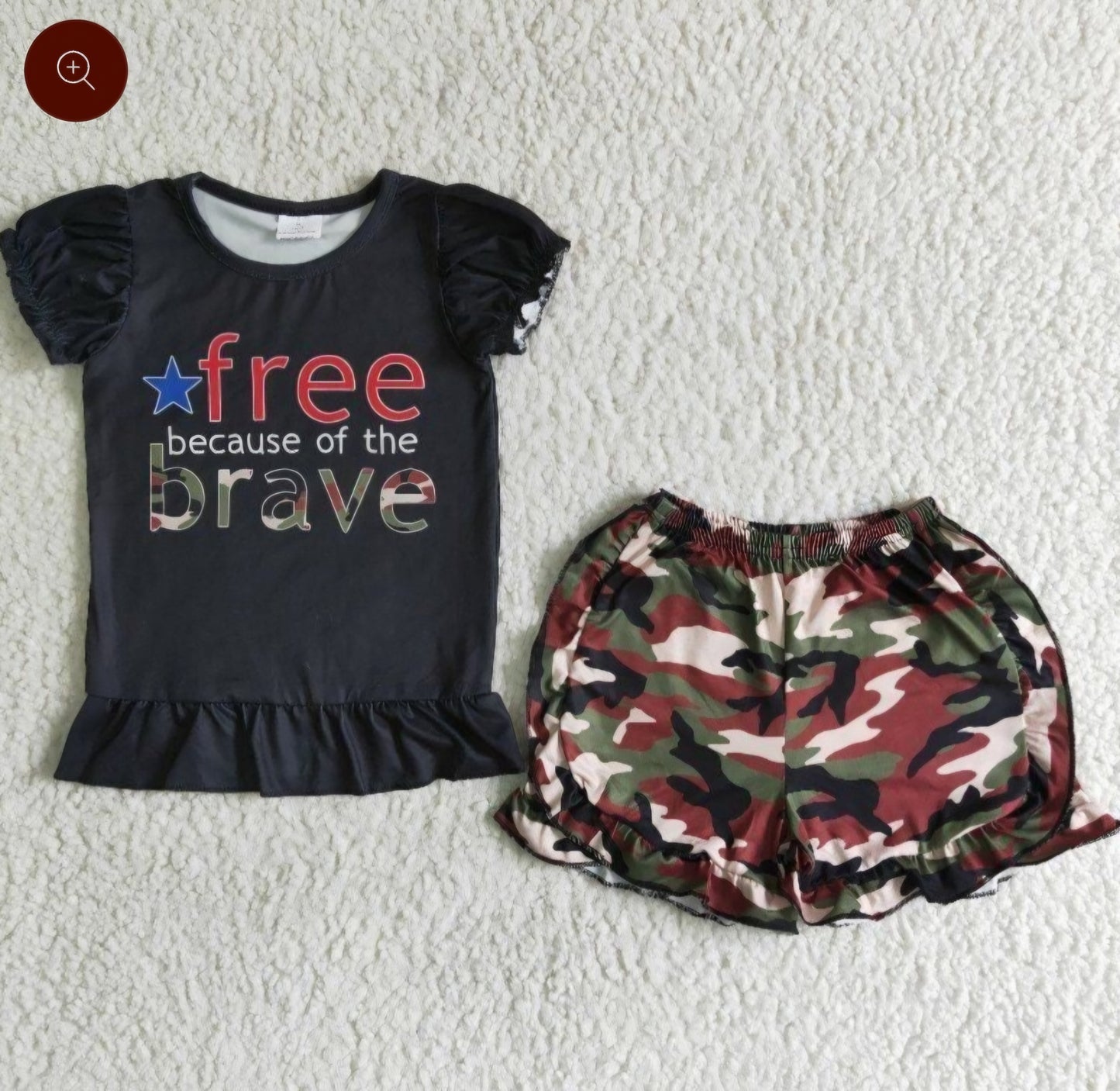 Camo free because of the brave short set