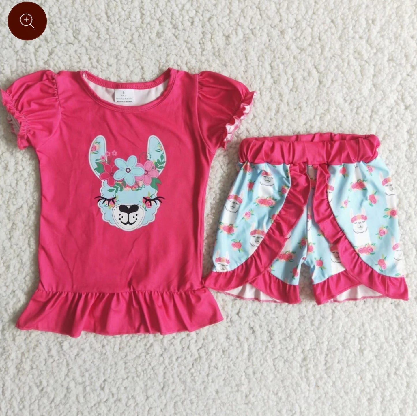 Pink llama short set