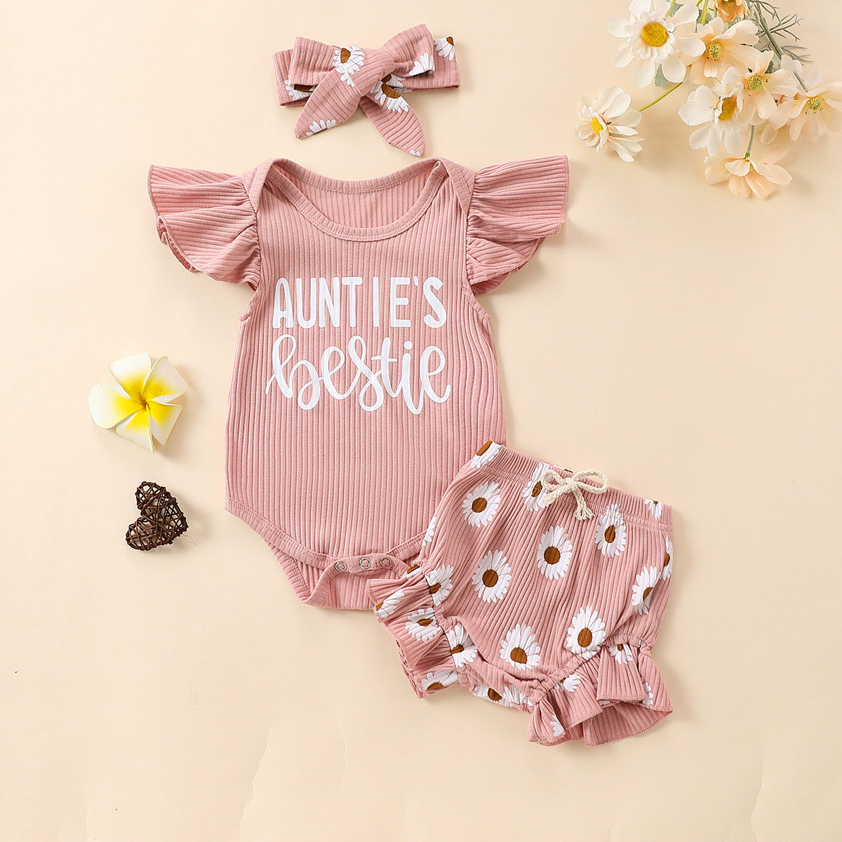 Cute Suit Romper Fake Drawstring Shorts Two-piece Set