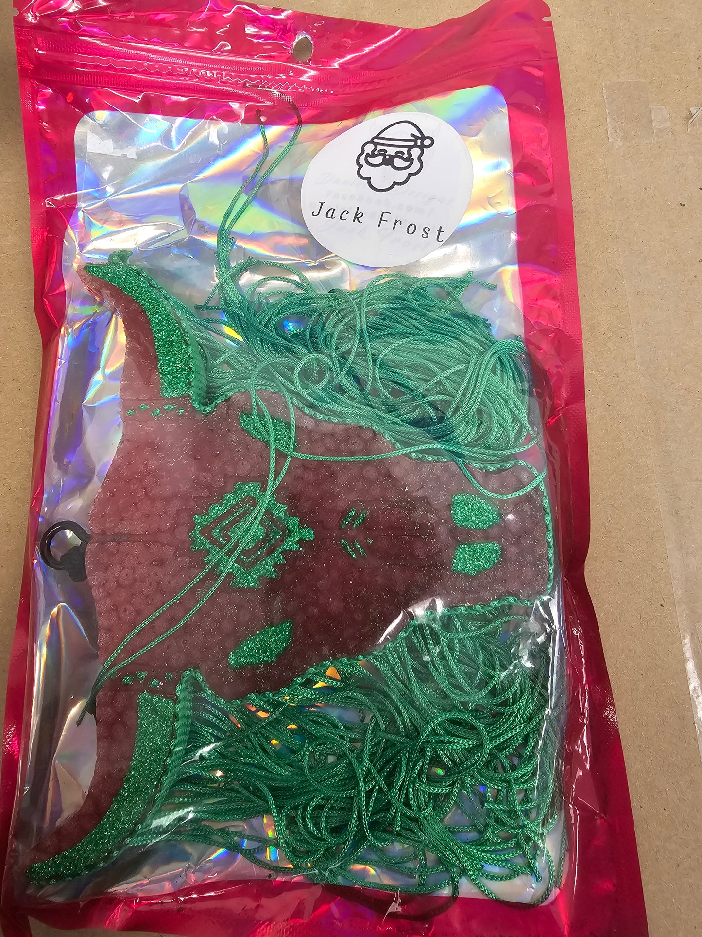 Red and green western skull freshie