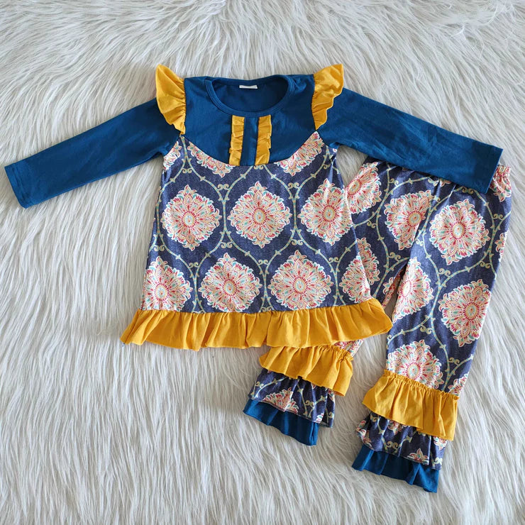 Yellow and navy boutique outfit