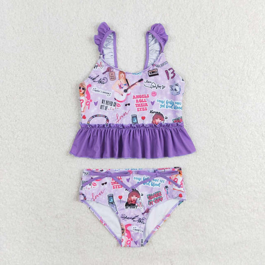 Music purple swim suit
