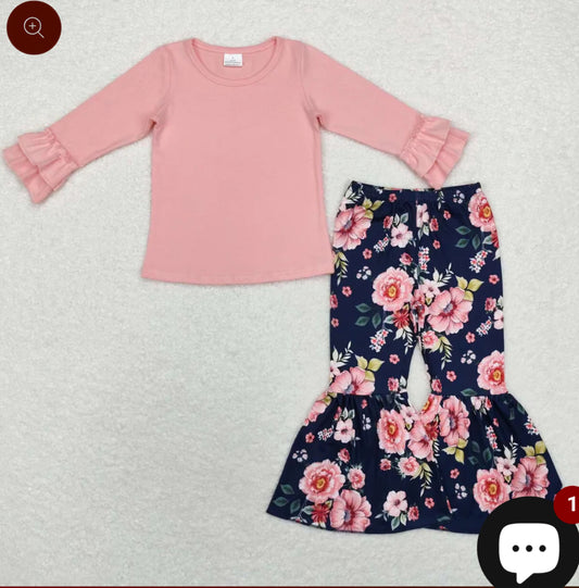 Pink and navy floral set