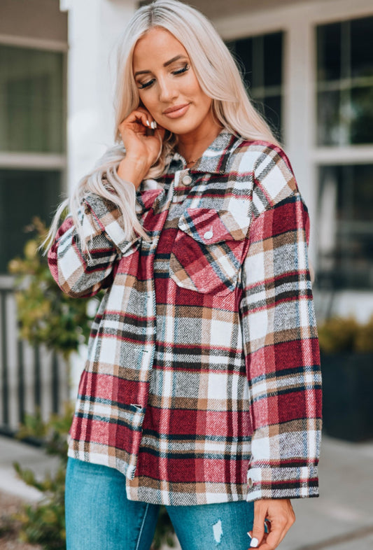 Red plaid shacket