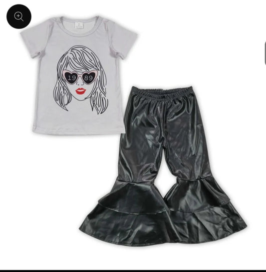 Taylor swift tshirt set with black leather pants