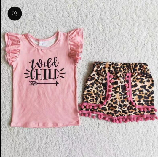 Wild child leopard print short set