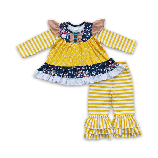 yellow stripe winter boutique outfit -